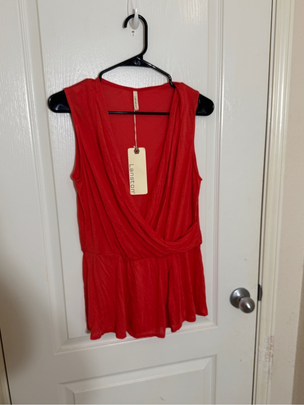 Lanston Revolve Micro Modal Draped Surplice V-Neck Tank Top NWT Red M